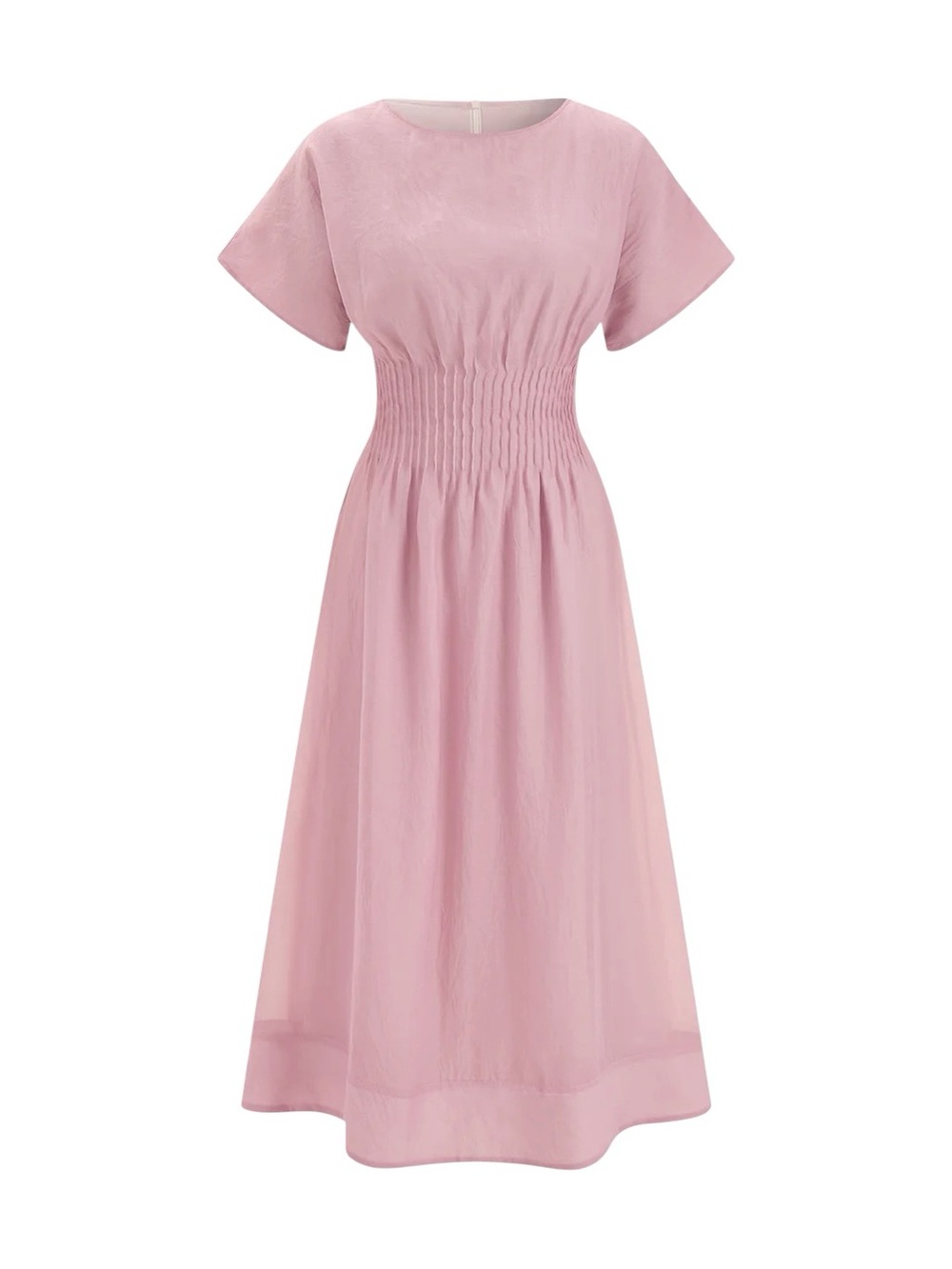 Commense Blush Pink Smocked-Waist Midi Dress - Picture 2 of 12